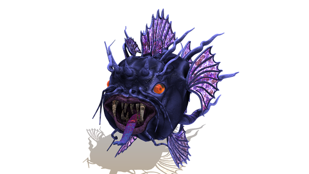Deep Sea Monster Fish Illustration PNG with transparent background