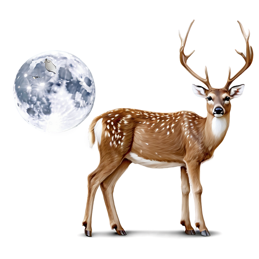 Deer And Moon Night Png 7