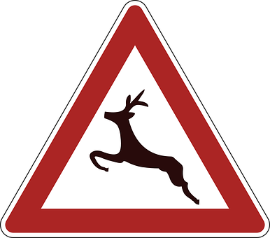 Deer Crossing Road Sign PNG with transparent background