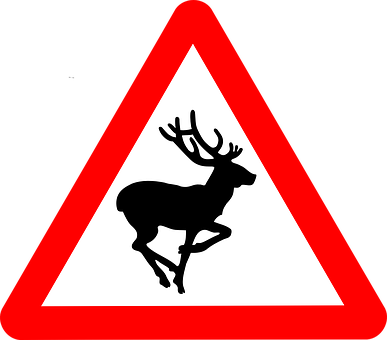Deer Crossing Sign PNG with transparent background