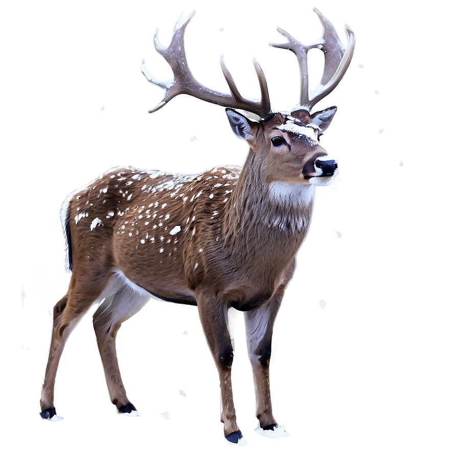 Deer In Snowfall Png Hwc