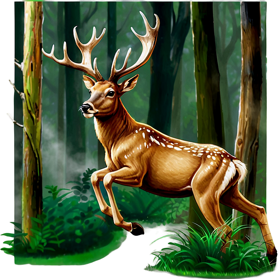 Deer Jumping Forest Png 31