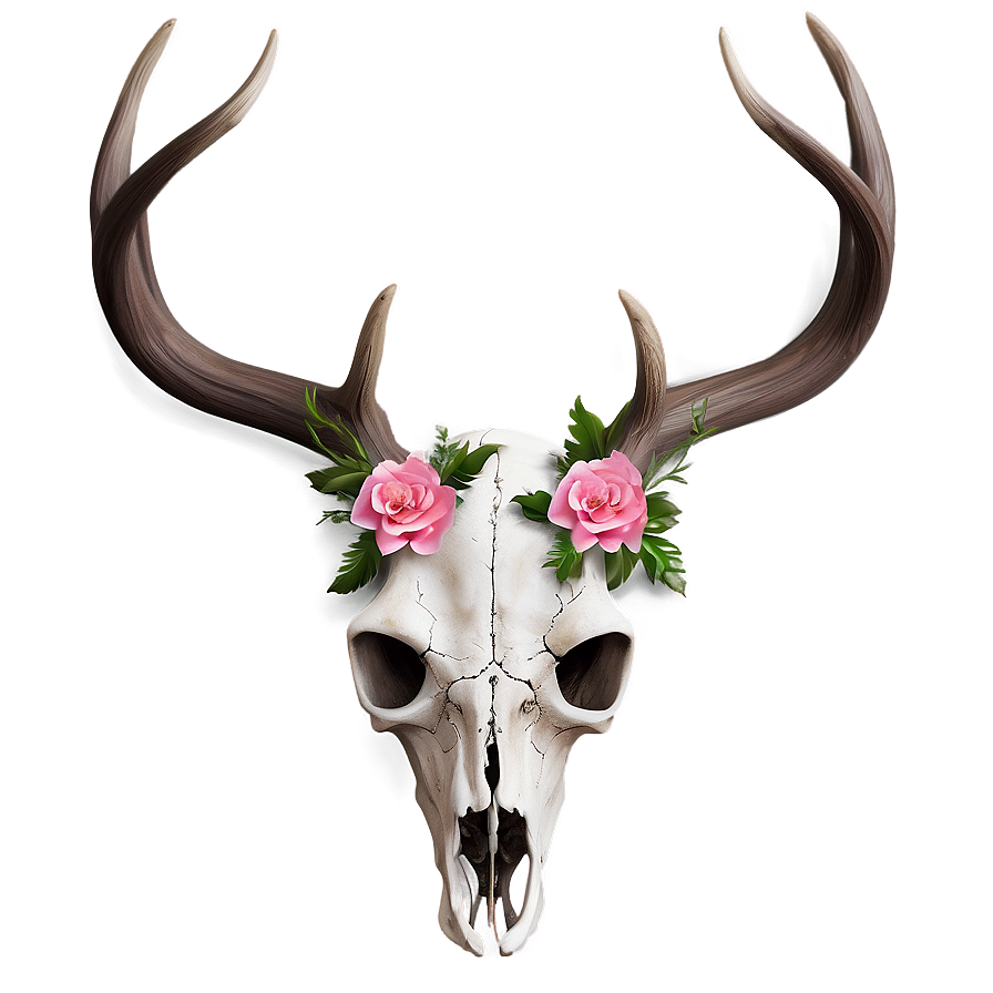 Deer Skull With Flowers Png Wje