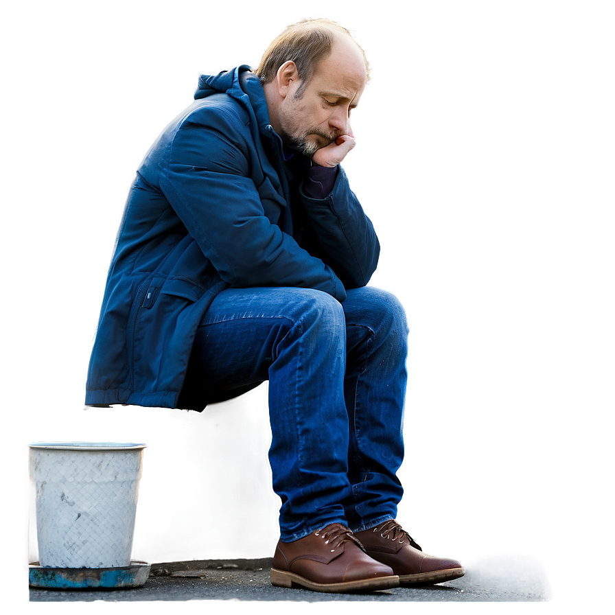 Dejected Man Sitting Alone Png Duo61