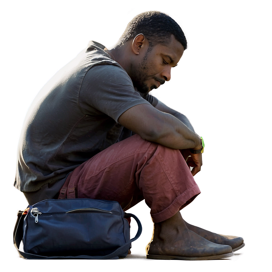 Dejected Man Sitting Alone PNG sbe PNG with transparent background