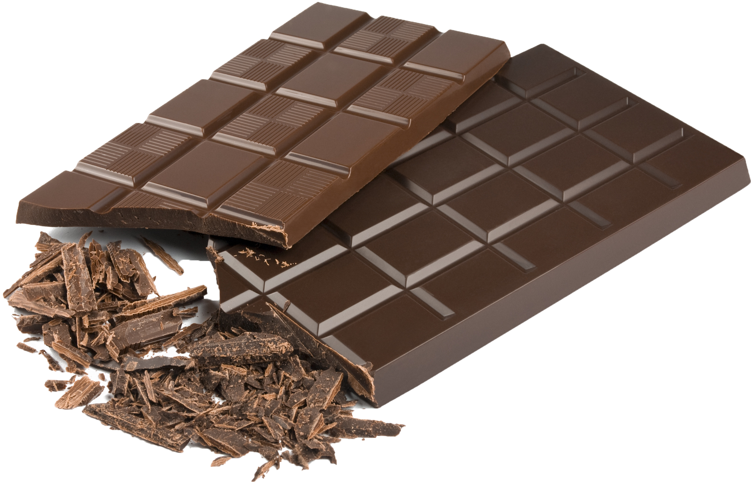 Delicious Dark Chocolate Barsand Shavings PNG with transparent background