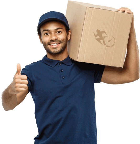 Delivery Man Giving Thumb Up With Box