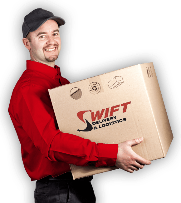 Delivery Man Holding Parcel Smiling