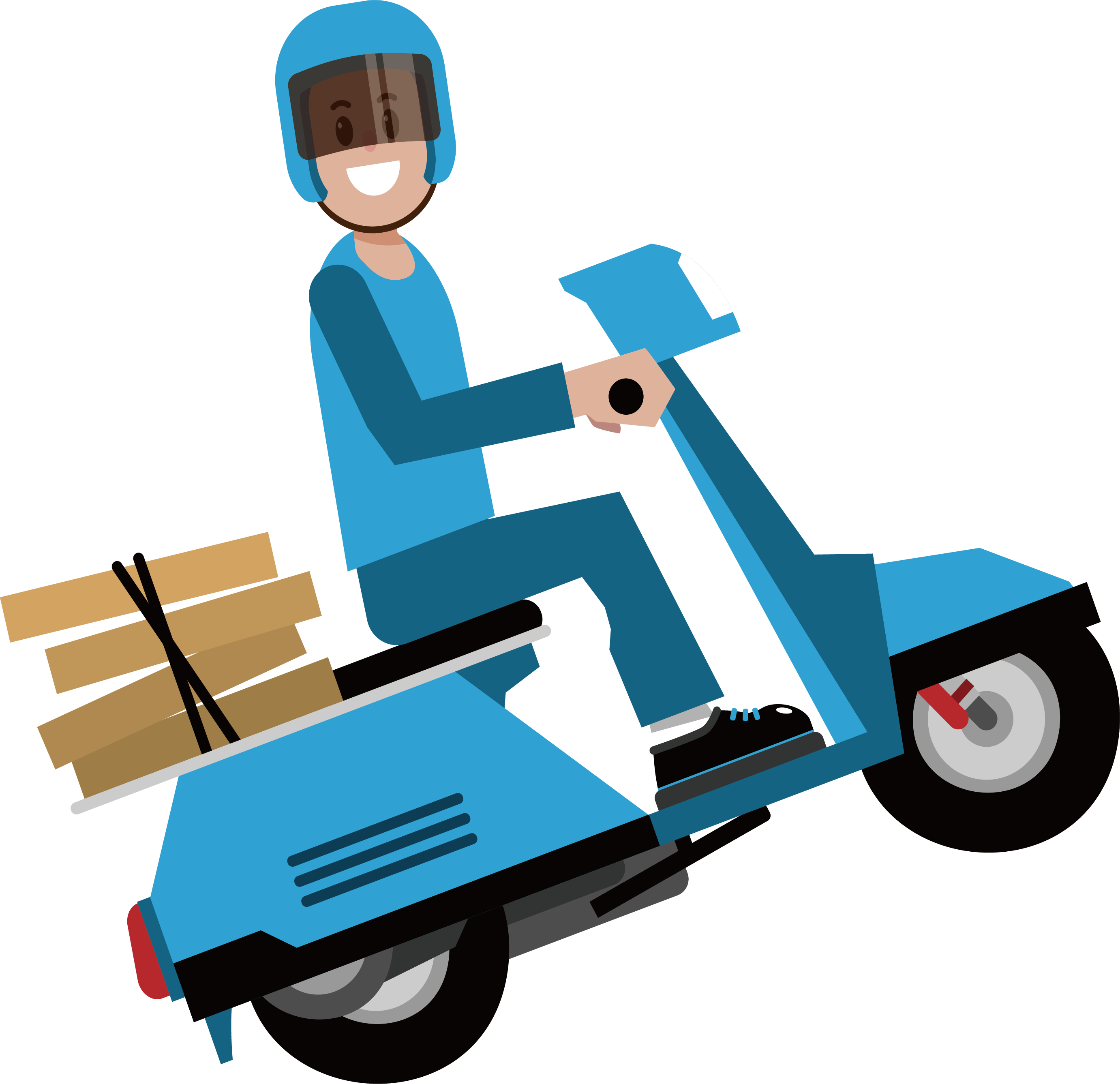 Delivery Scooter Rider Cartoon