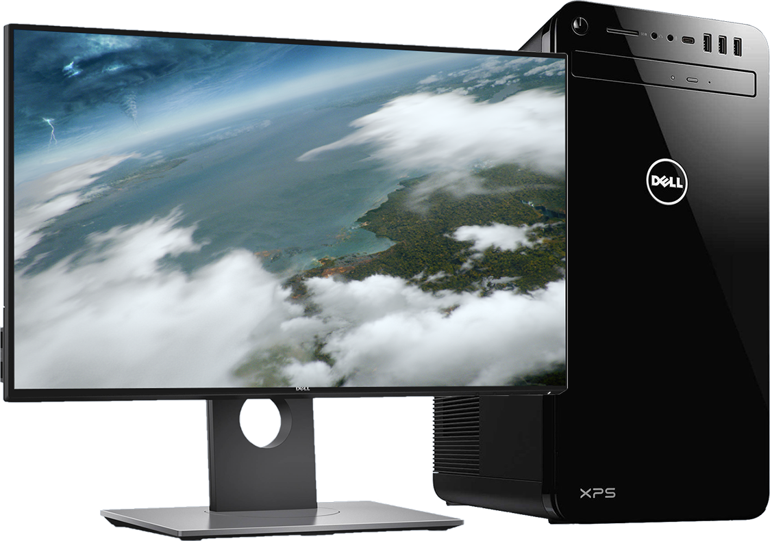 Dell X P S Desktopand Monitor Setup PNG with transparent background