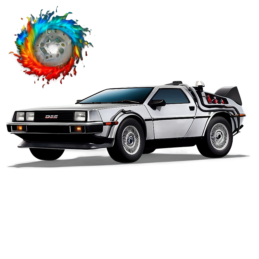 Delorean Car Chase Dynamic Scene Png Add