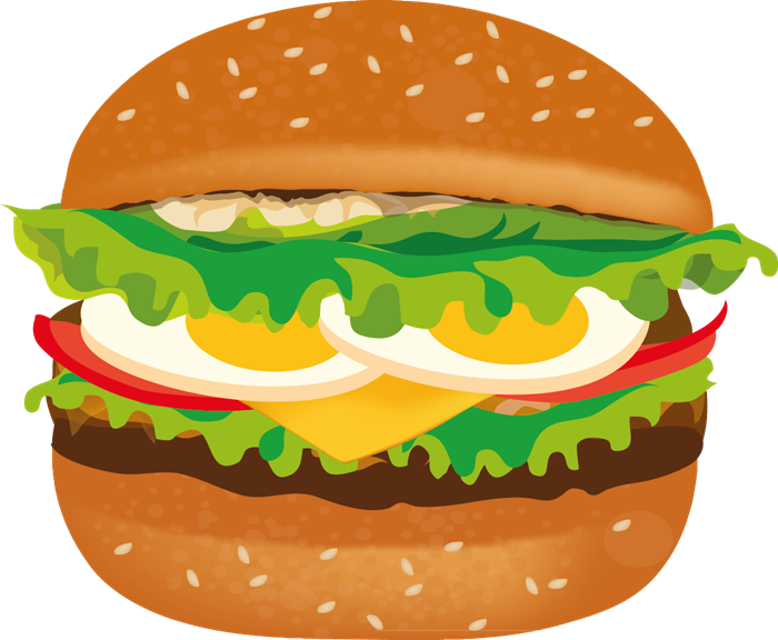 Deluxe Cheeseburger Illustration PNG with transparent background
