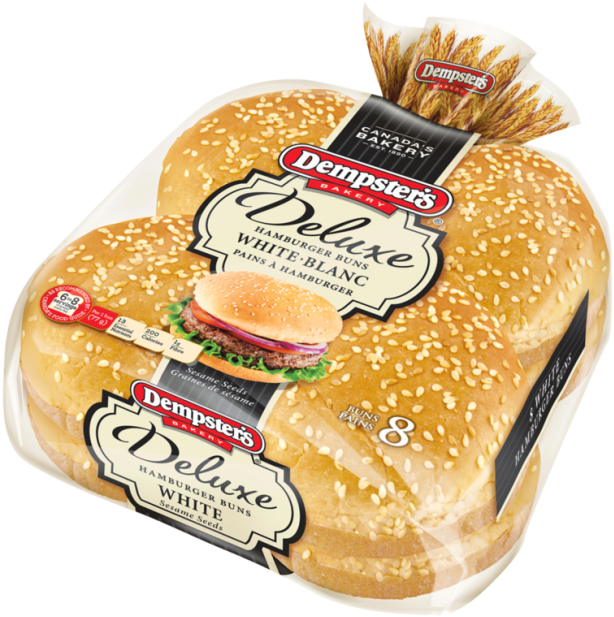 Dempsters Deluxe Hamburger Buns Packaging PNG with transparent background