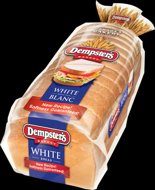 Dempsters White Bread Loaf Packaging PNG with transparent background