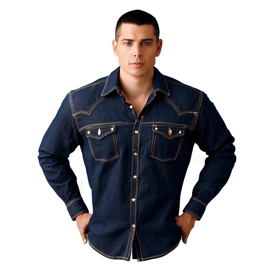 Denim Collar Shirt Png 06272024