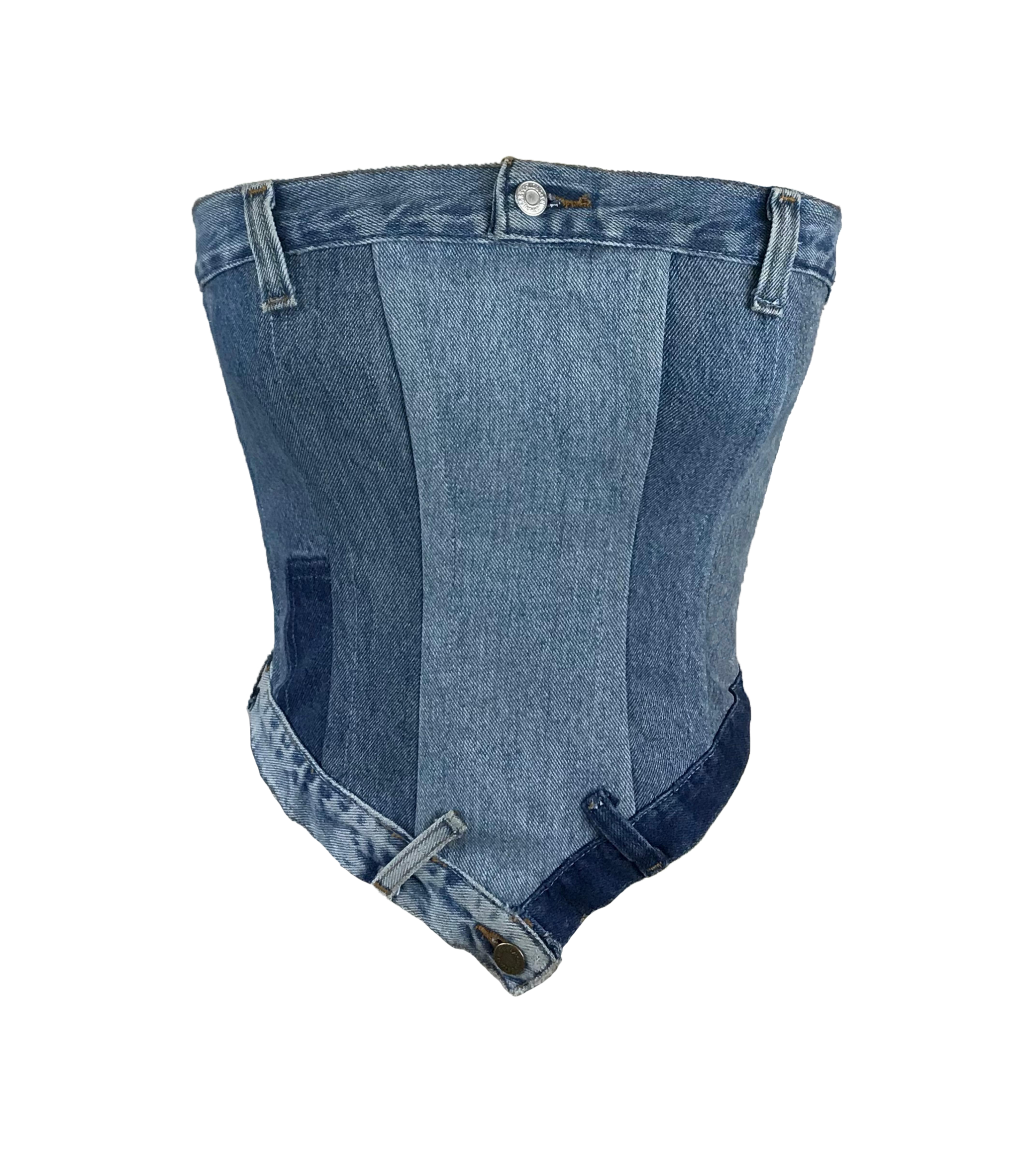 Denim Corset Top Design PNG with transparent background