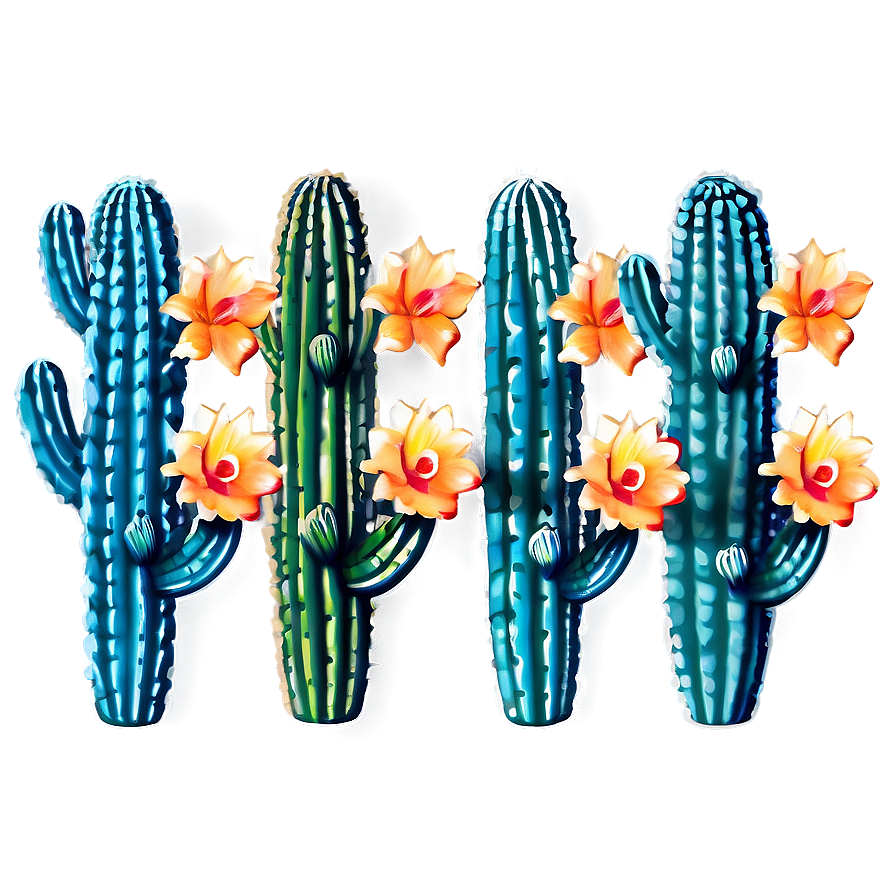 Desert Cactus Floral Png Rmq