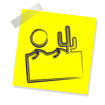 Desert Scene Sticky Note Icon PNG with transparent background
