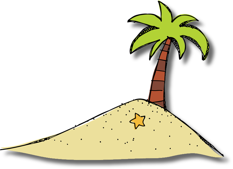 Deserted Island Cartoon PNG with transparent background