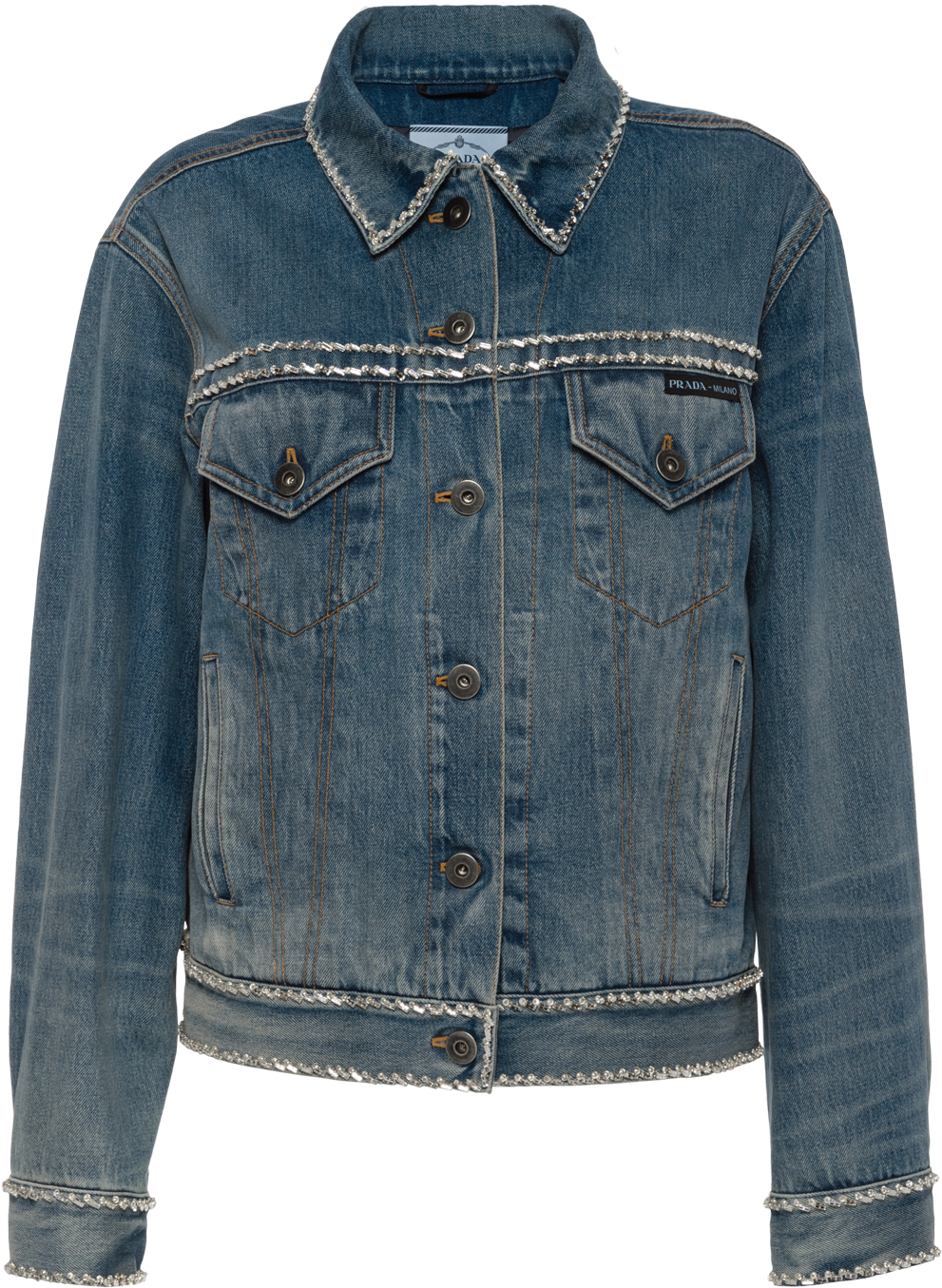 Designer Denim Jacketwith Embellishments PNG with transparent background