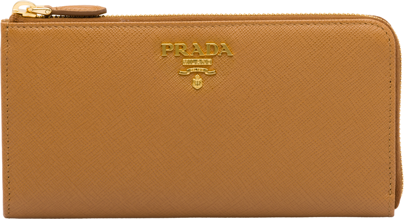 Designer Tan Leather Wallet Prada