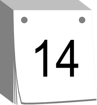 Desk Calendar Number14 PNG with transparent background