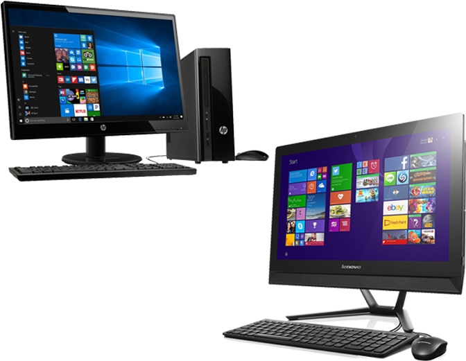 Desktop Computer Setup PNG with transparent background