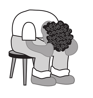 Despondent Figure Resting Headon Knees PNG with transparent background