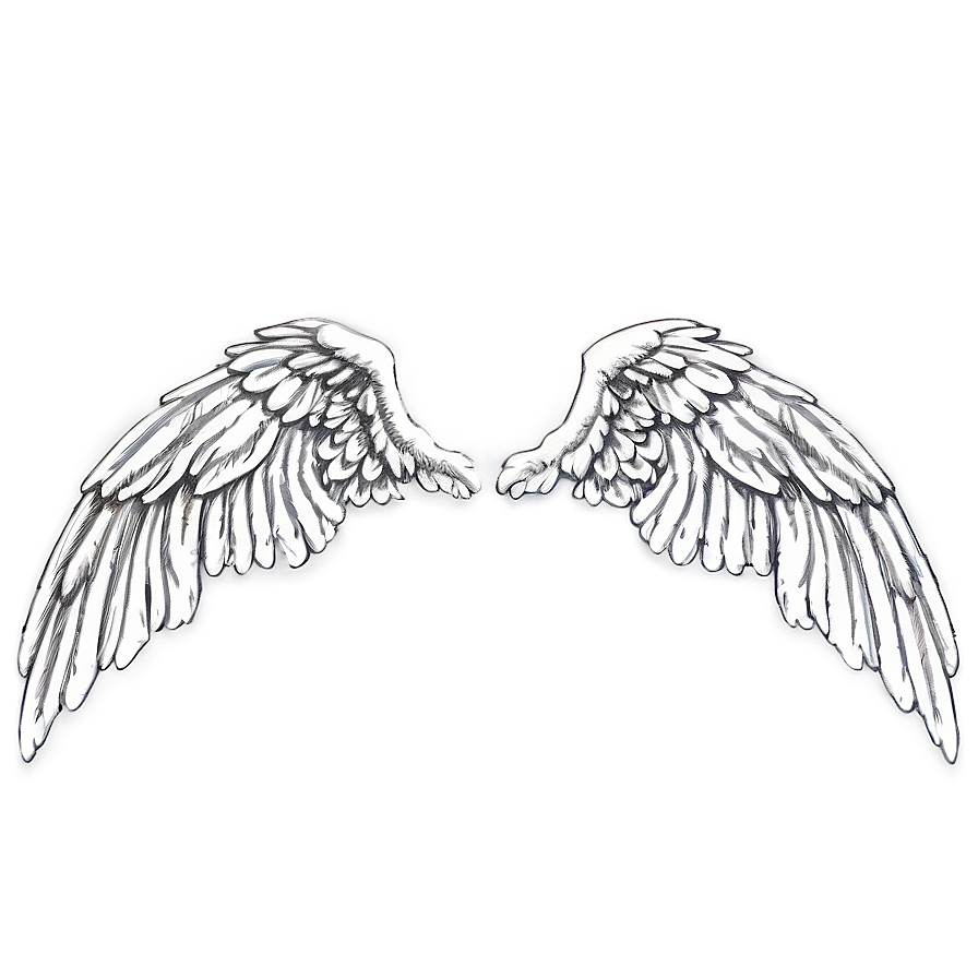 Detailed Angel Wings Sketch PNG 05042024 PNG with transparent background