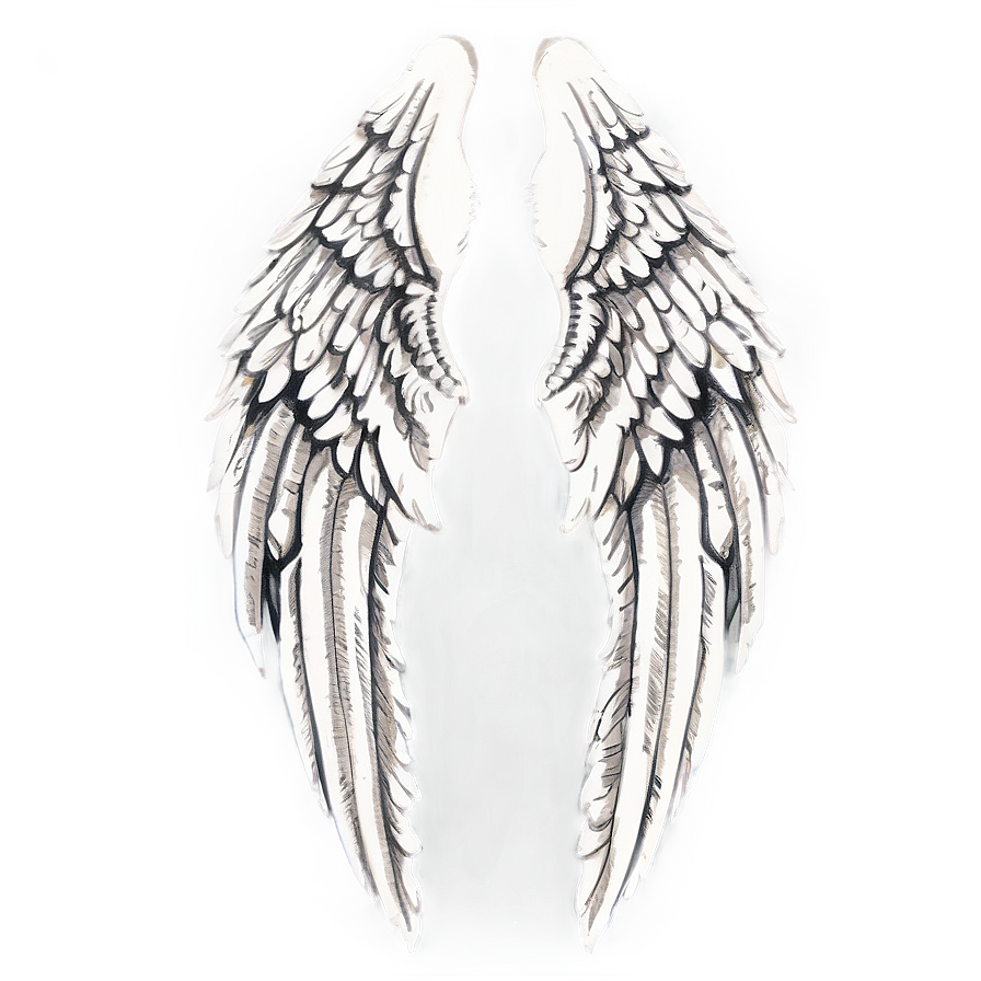 Detailed Angel Wings Sketch PNG dki PNG with transparent background