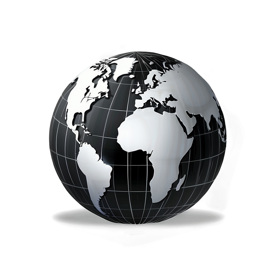 Detailed Black And White Globe Illustration Png 06282024