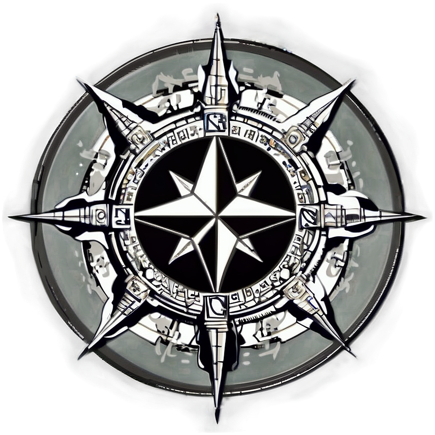 Detailed Compass Rose Drawing Png Vnp