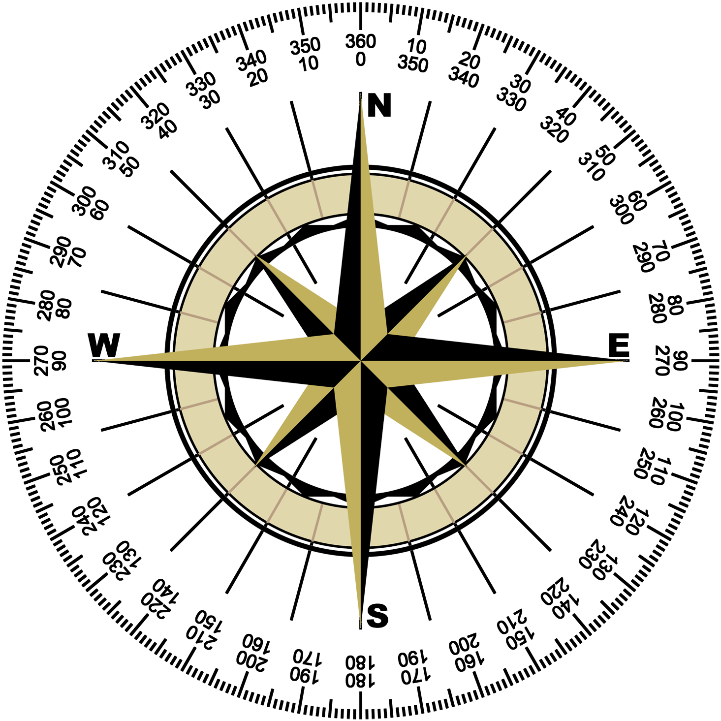 Detailed Compass Rose Illustration