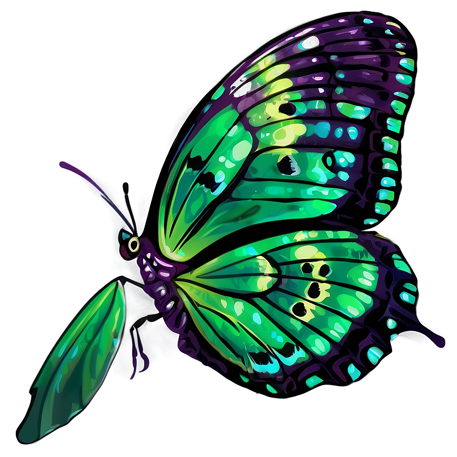 Detailed Green Butterfly Png Xse36