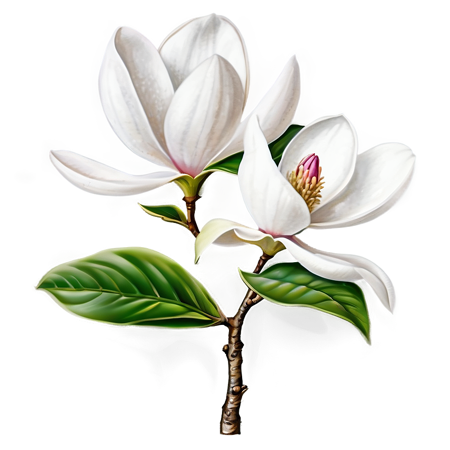 Detailed Magnolia Flower Drawing Png Mff