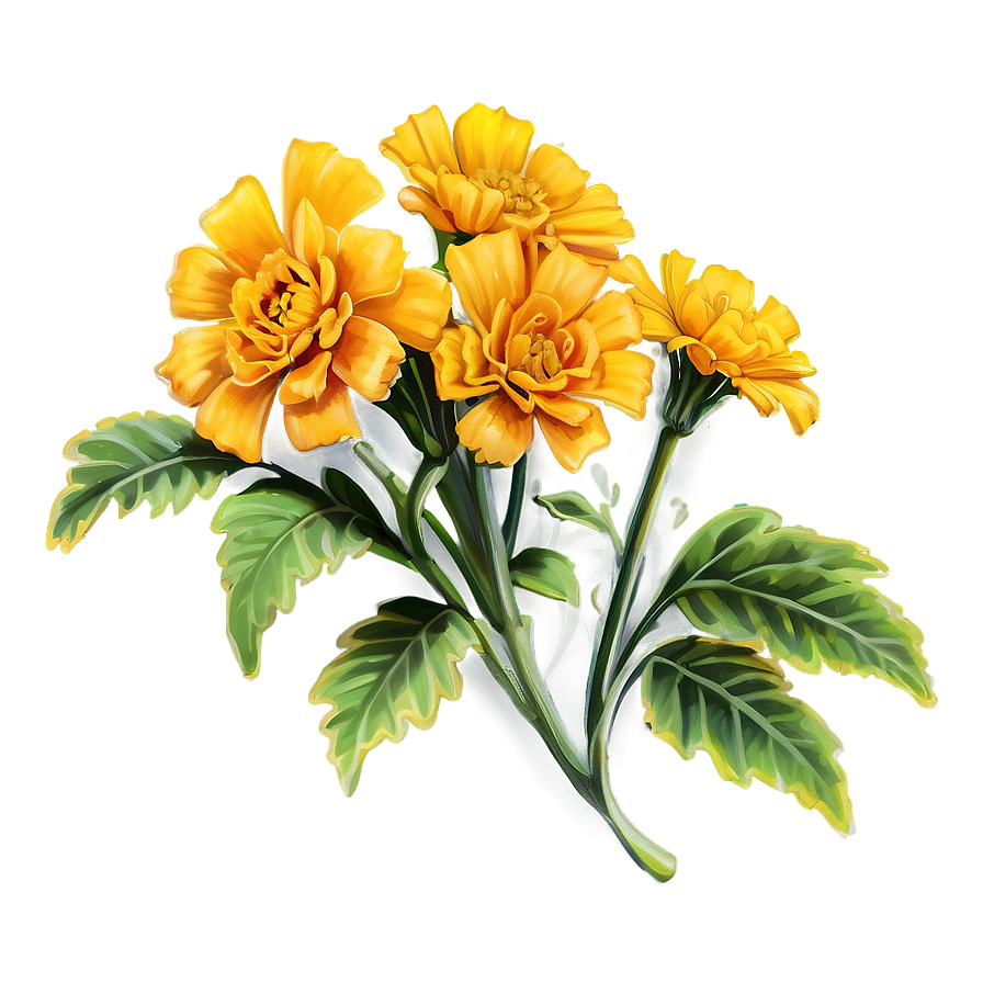 Detailed Marigolds Sketch Png 56