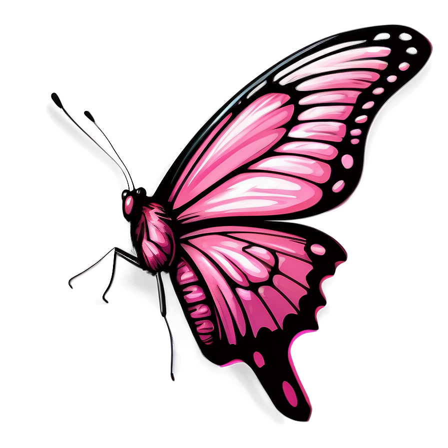 Detailed Pink Butterfly Illustration Png 06212024