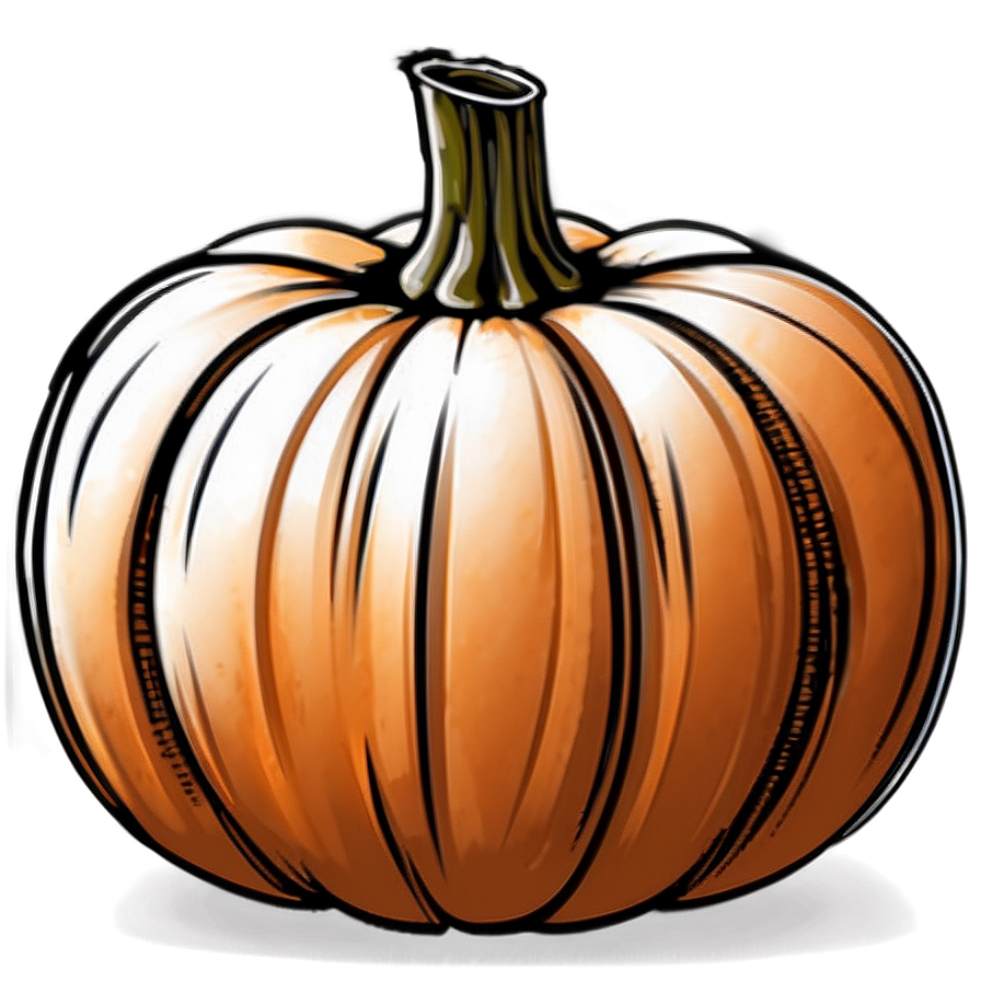 Detailed Pumpkin Outline Sketch Png 54