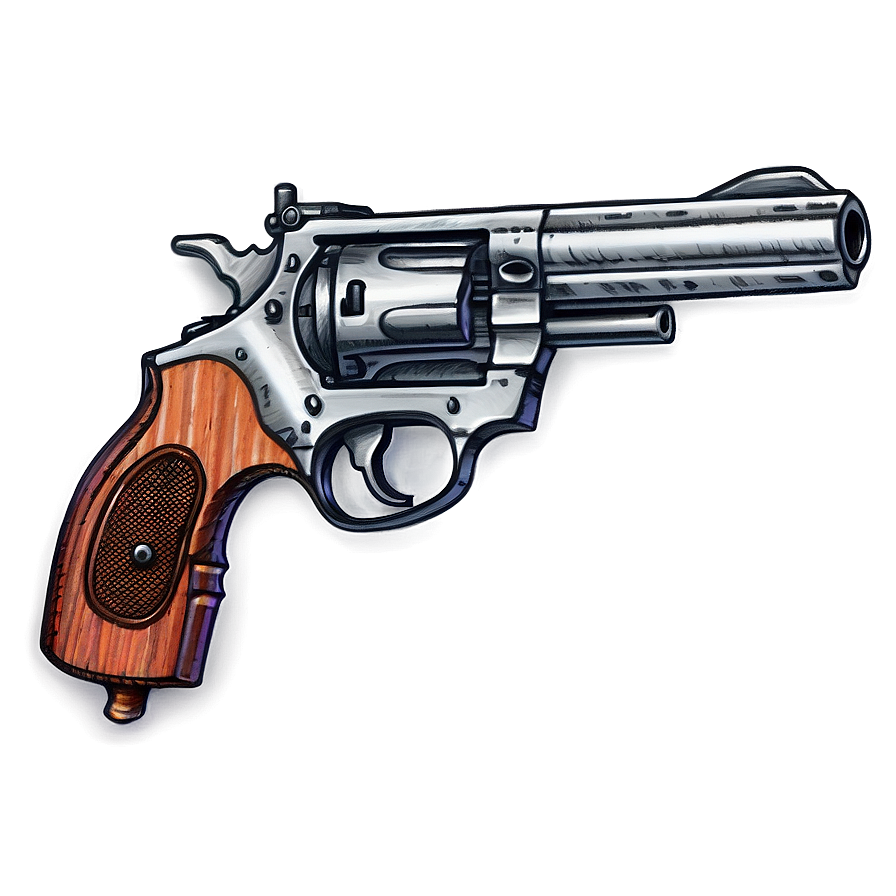 Detailed Revolver Sketch Png Vqv