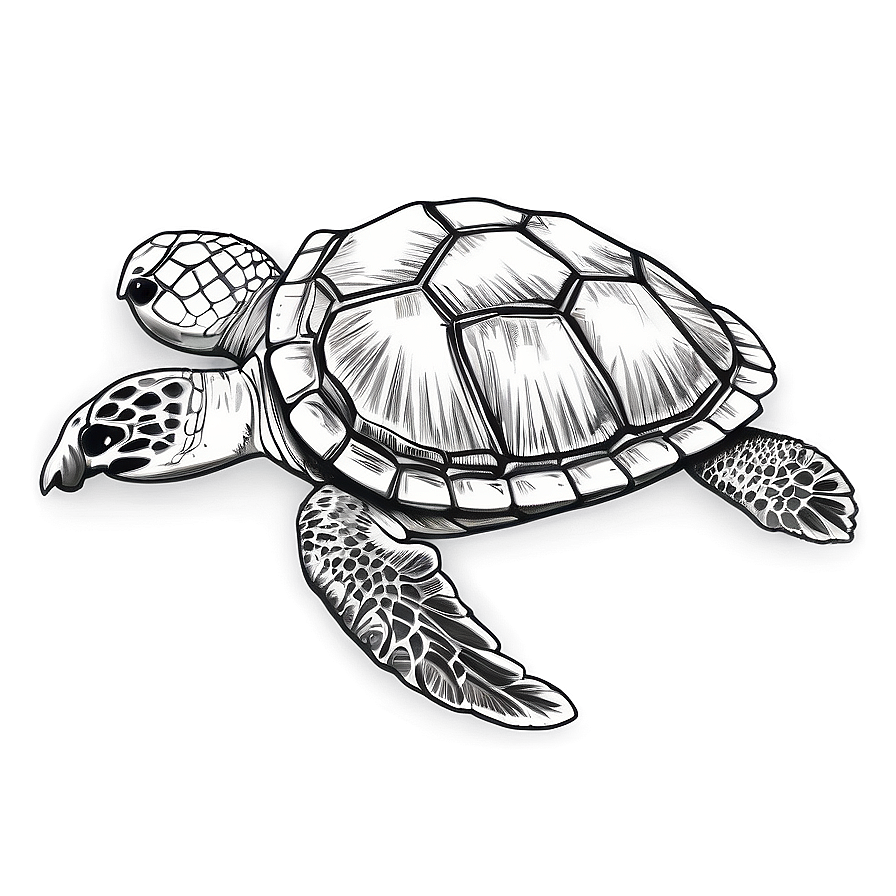 Detailed Sea Turtle Sketch Png 05242024