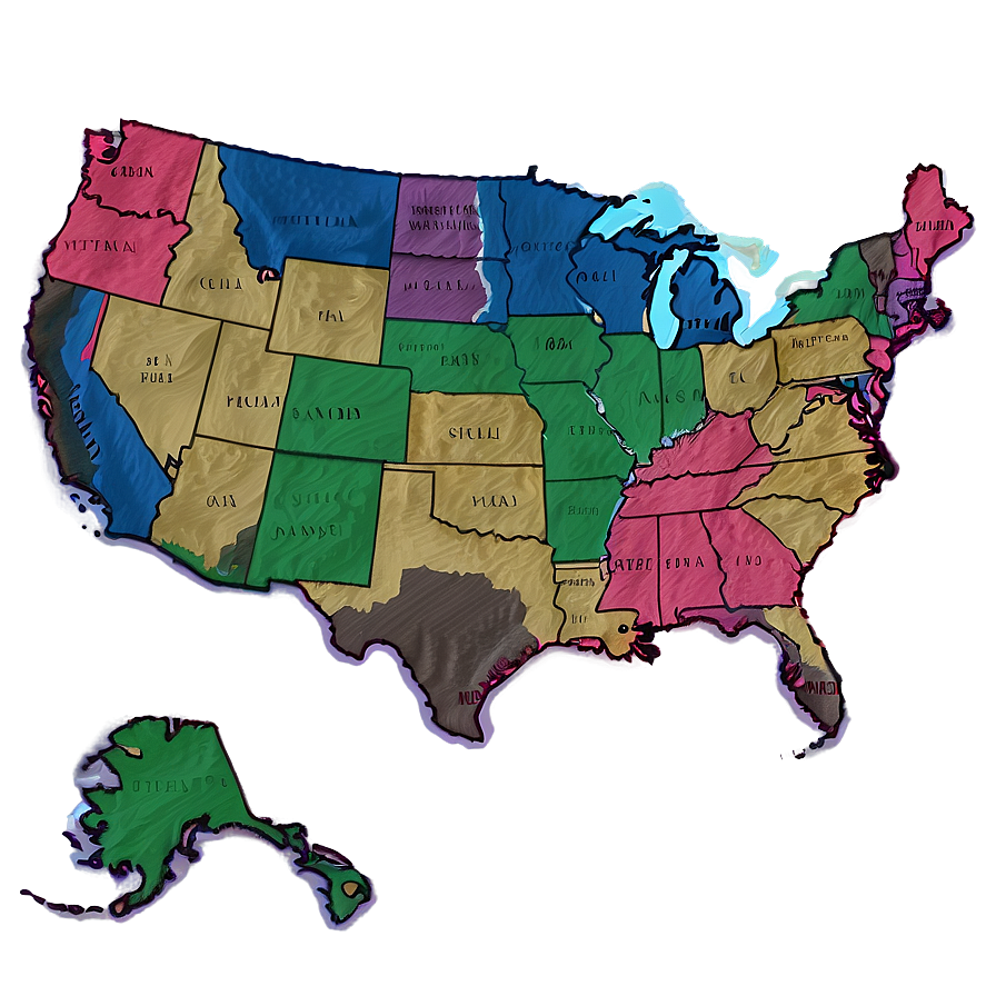 Detailed USA Map PNG 3 PNG image with a transparent background, free high-resolution download