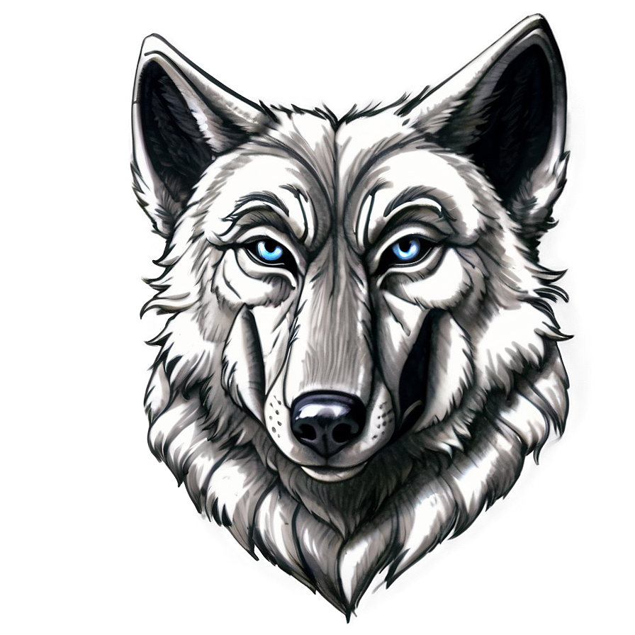 Detailed Wolf Head Sketch Png Seq