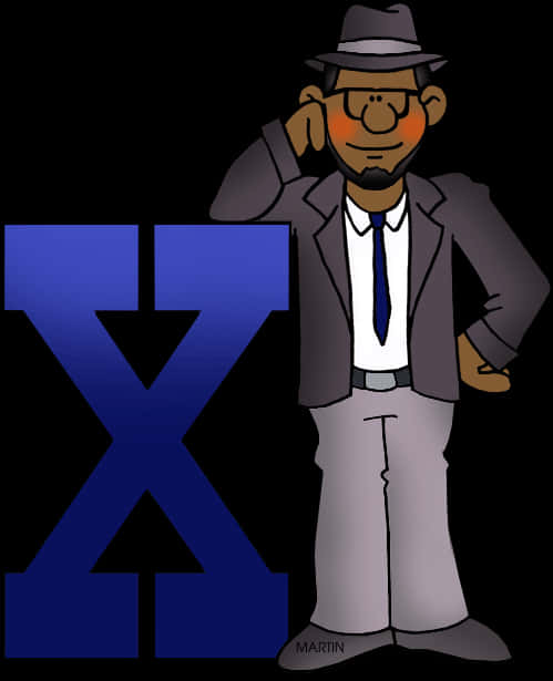 Detective Character Beside Letter X