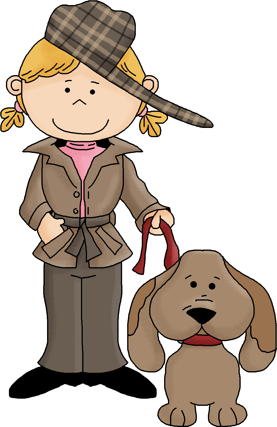 Detective Girland Dog Cartoon