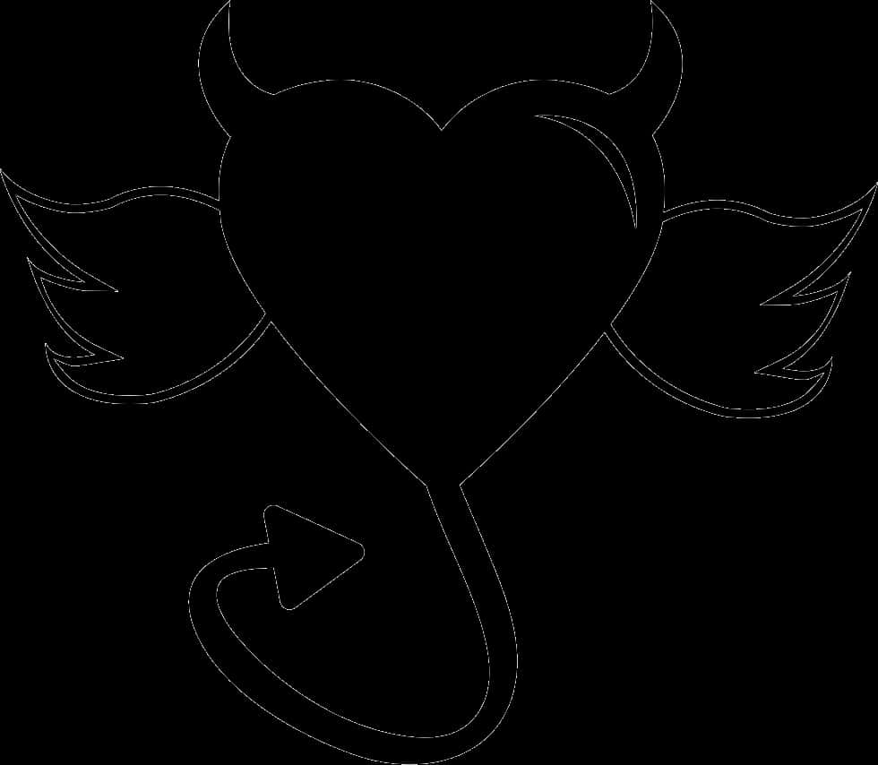 Devilish Love Heartwith Wingsand Tail PNG with transparent background