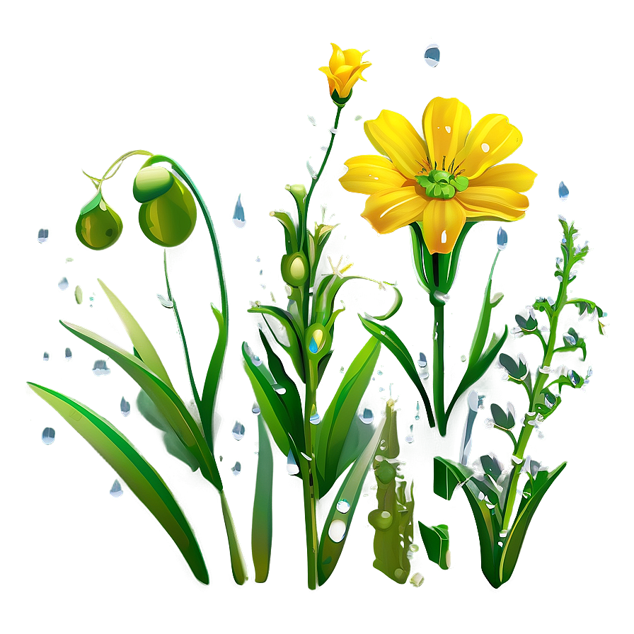 Dewy Wildflowers at Dawn PNG 2 PNG with transparent background