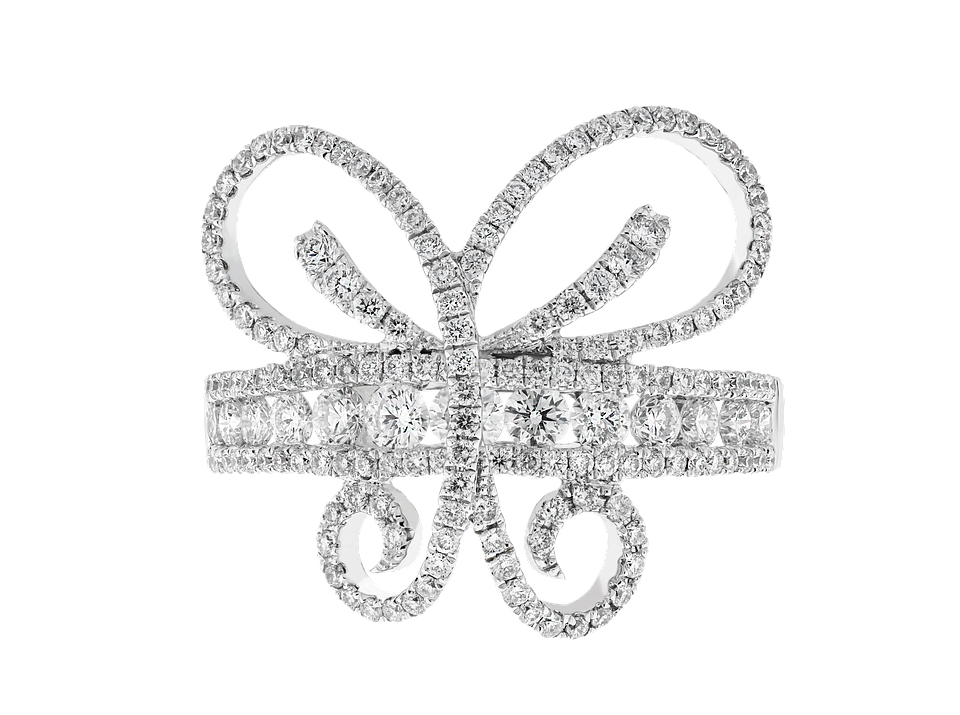 Diamond Bow Ring Luxury Jewelry PNG with transparent background