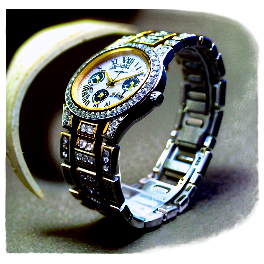 Diamond Encrusted Watch PNG 64 PNG image with a transparent background, free high-resolution download