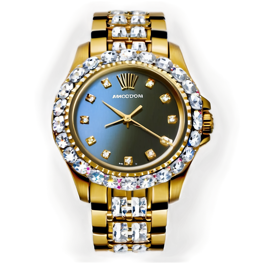 Diamond Encrusted Watch Png Pmo