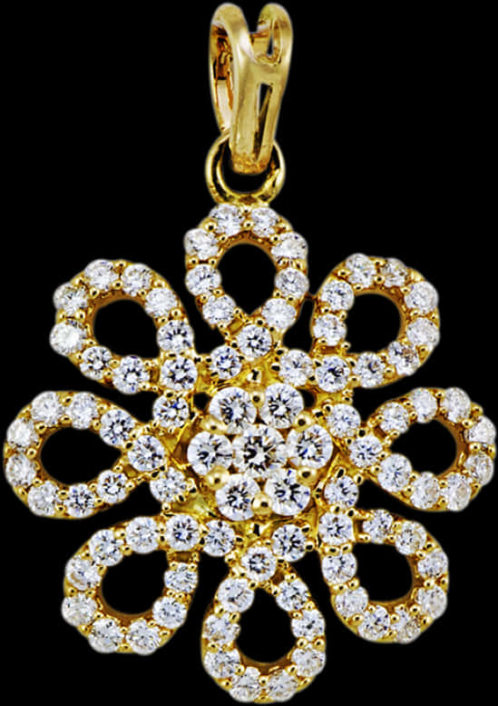 Diamond Floral Pendant Gold Jewelry